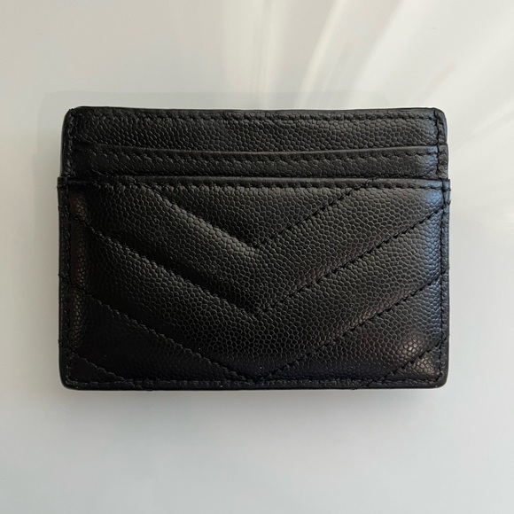 YVES SAINT LAURENT BLACK LEATHER CARD WALLET - Picture 2 of 6
